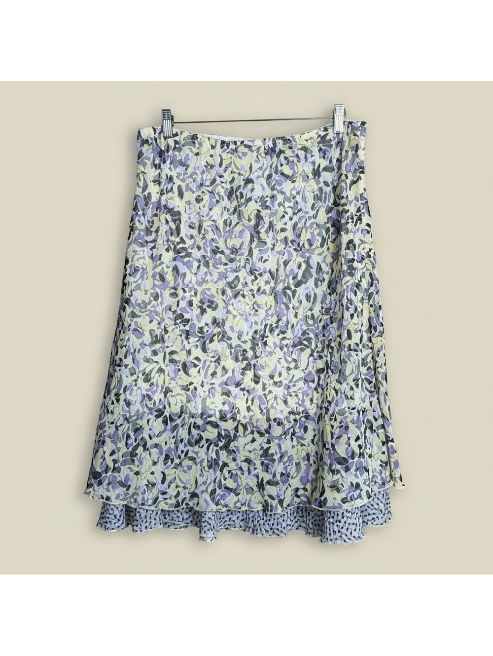Briggs New York Cottage Women's Floral Print Lined Midi Skirt Large Yellow Mod